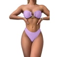thumbnail image 4 of Blotona Women's Summer 3PCS Bikini Sets Solid Color Mini Bra + Low Waist Thong + Bandage Skirt, 4 of 7