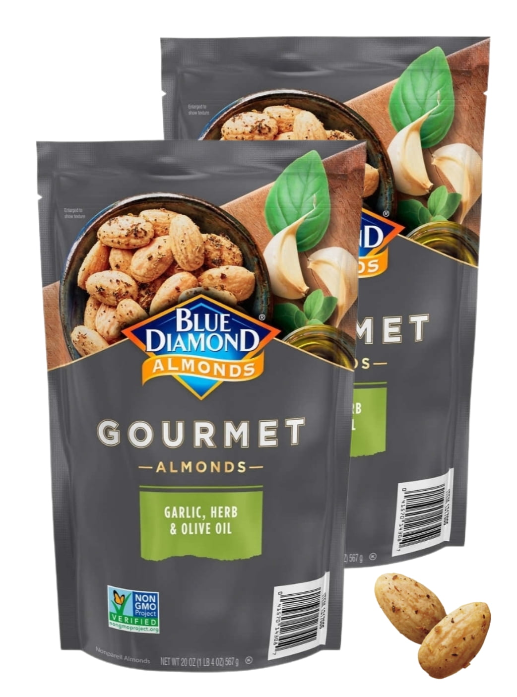Blue Diamond Garlic, Herb, and Olive Oil Almonds 2 Pack, 20 oz each