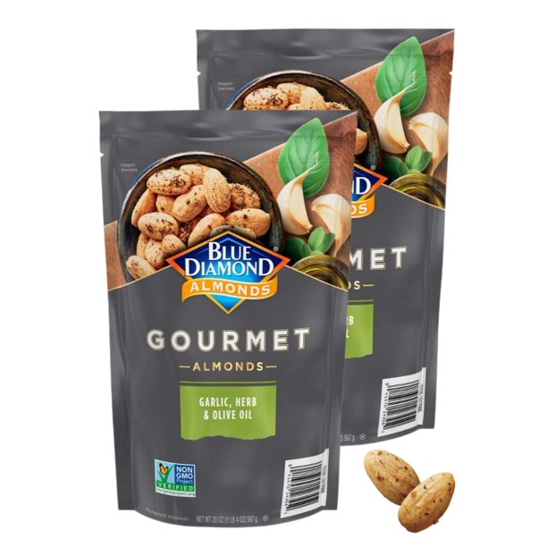 Blue Diamond Garlic, Herb, and Olive Oil Almonds 2 Pack, 20 oz each