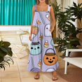 thumbnail image 5 of HAJWOH Halloween Pants Women Print Linen Cotton Jumpsuits Rompers Plus Size Loose Fit Jumpers Pants with Pockets(Light Purple,S), 5 of 6