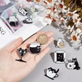 thumbnail image 4 of 9Pcs 9 Styles Alloy Cat Badges Pins Black Kitty Enamel Pins Animal Brooches Milk Cup Fish Bowl Pins Funny Kitten Pin Brooch Lapel Pin, 4 of 7