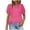 Hot Pink, variant on Women’S Swiss Dot Lace Puff Short Sleeve T-Shirt, Round Neck Pleated Front Casual Top, Soft Polyester Summer Daily Wear Blouse, 1 Piece, Sizes S Through XXL