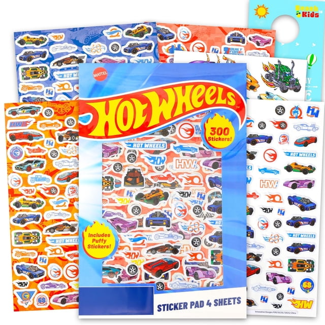 Libro de pegatinas Hot Wheels para niños con más de 300 pegatinas y tatuajes para manualidades