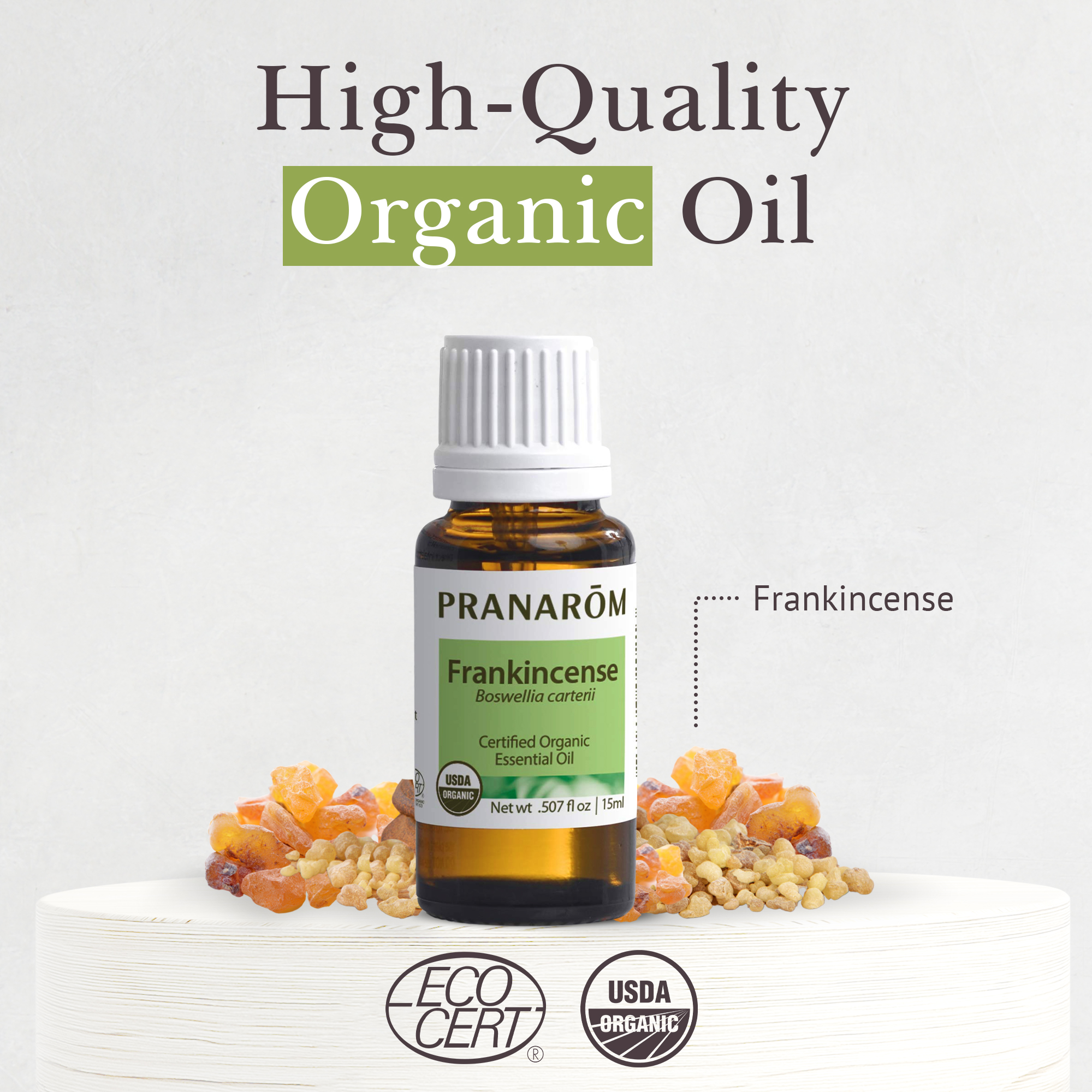 Pranarom Usda Organic Frankincense Essential Oil 15ml - 100% Pure Therapeutic Grade to Boost Relaxation & Meditation