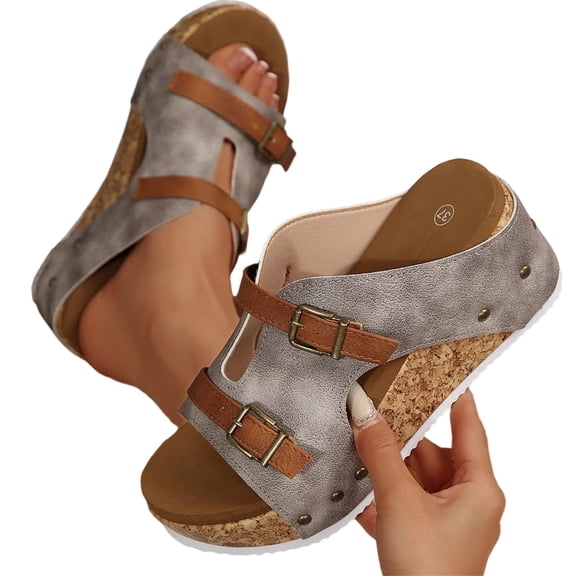 longantii Orthopedic Casual Sandals for Women Slip on Non Slip Arch Support Flat Wedge Sandals Wide Width Sneakers 2026 Comfort Orthopedic Shoes Gray
