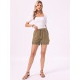 thumbnail image 4 of DARING DIVA Women's Beach Drawstring High Waisted Shorts with Pockets XS Khaki, 4 of 6