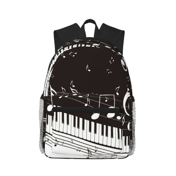 Easygdp Piano Keys With Musical Notes Mochila Casual para Portátil, Mochila para Escuela, Viajes, Negocios