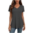 thumbnail image 2 of Livrdious Womens Summer Tops Short Sleeve V Neck Casual Shirts Curved Hem Flowy Tee Trendy 2026 Basics Tunic Tshirt, S-2X, 2 of 6