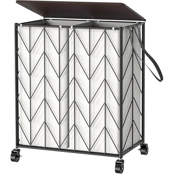 Laundry Basket with Wheels L Laundry Hamper Section with Lid Dirty Clothes Hamper with Removable Bags Large Capacity IronMade Laundry Basket Organizer Laundry Sorter for Dorm Be