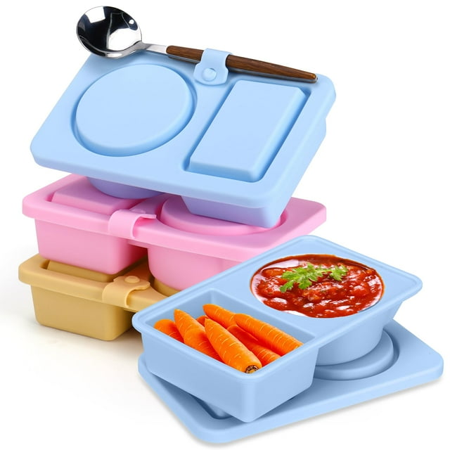 Recipientes para aperitivos Palksky de silicona reutilizables con tapas, paquete de 2