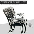 thumbnail image 5 of Outsunny Outdoor Furniture Cast Aluminum Dining Set for 4, Round Patio Table and Chairs w/ Umbrella Hole, Stackable Design, Adjustable Feet, Bronze, 5 of 9