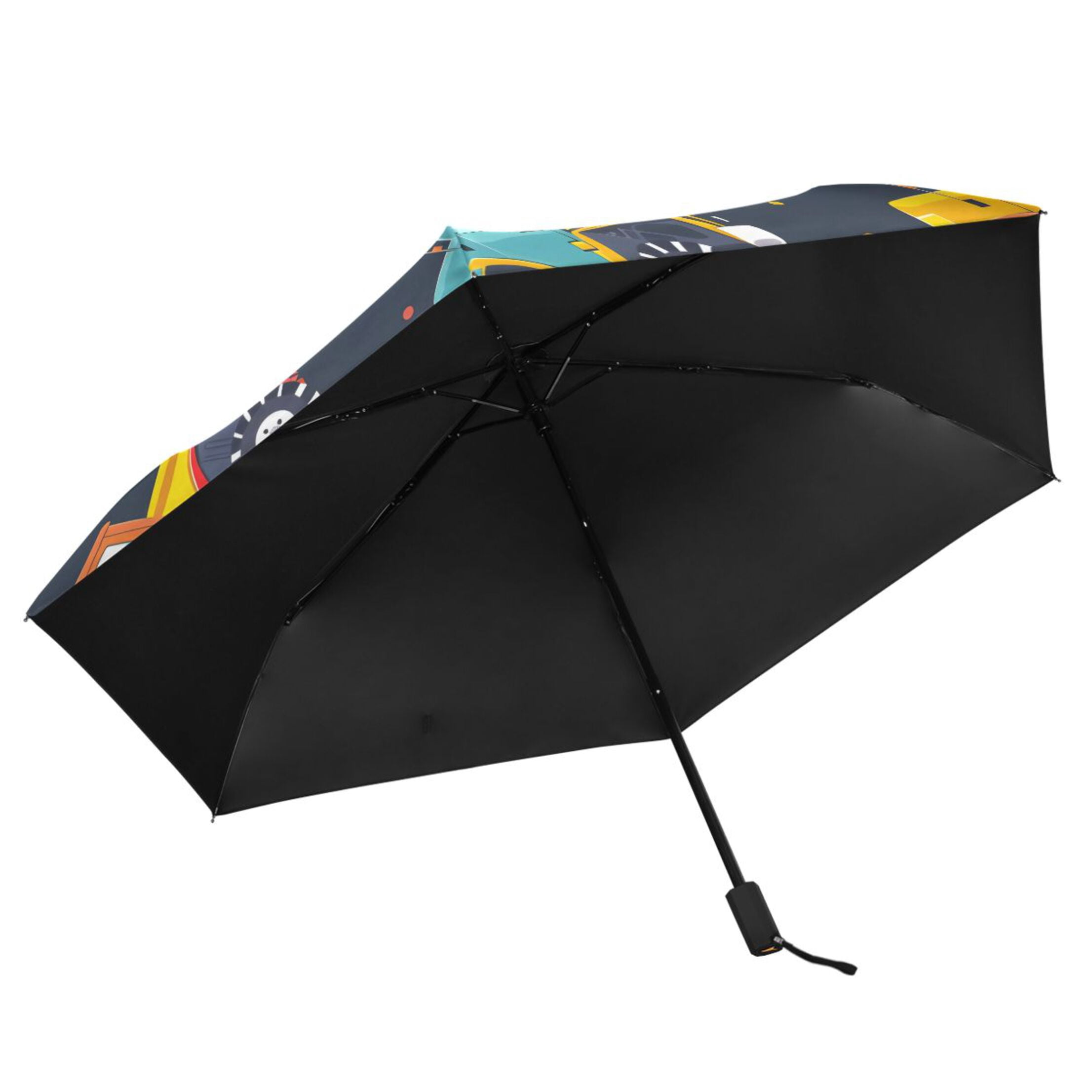 ALAZA Cute Vehicles Car UPF 50+ Compact Folding Umbrella for Rain Travel Umbrella Packable