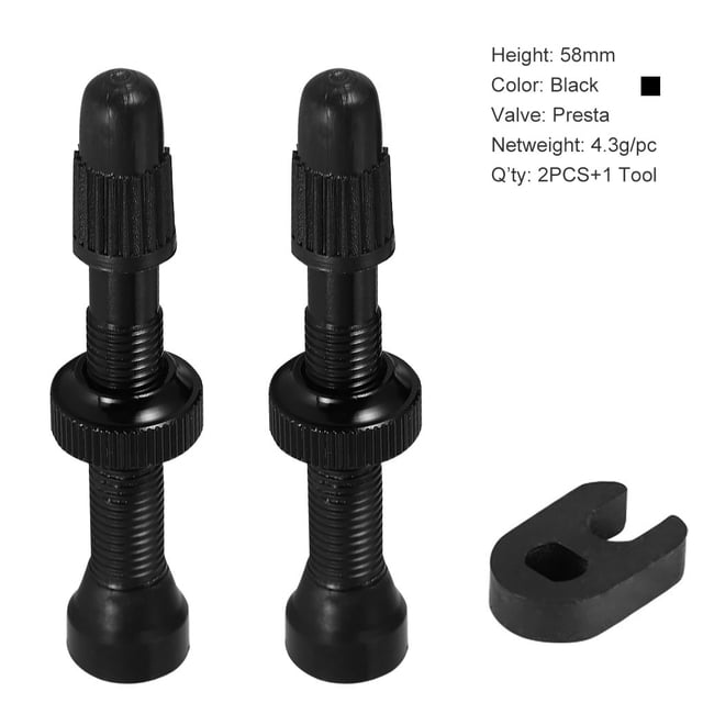 Yuarrent De válvulas sin cámara para bicicleta de montaña, aleación de carretera, núcleo de goma de cobre, boquilla de vacío de Color sólido, Ciclismo Negro 58 mm Yuarrent OD000751-04