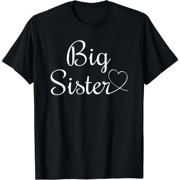 Cool Big Sister Heart Women T-Shirt Black Large