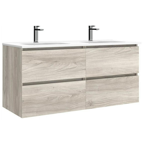 Ws Bath Collections Flora C120D.100 GP Flora 48" Wall Mounted Double Basin Vanity Set -