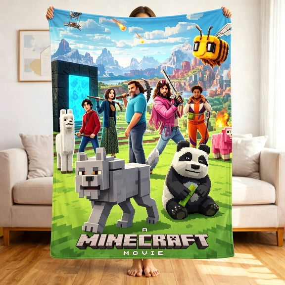 Premium Custom Flannel Blanket Personalized Soft Cozy Throw Blanket All Season Washable For Sofa Couch Bed Gift Home Décor - Minecraft 02 50x60
