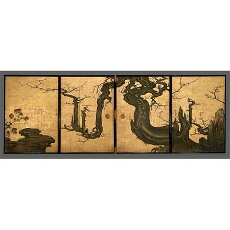 Old Plum Poster Print by Kano Sansetsu, Japanese 1590 1651, 18 x 24
