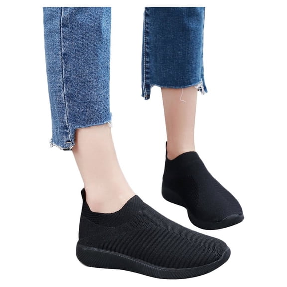 Modisza Womens Slip on Walking Shoes Summer Lightweight Breathable Mesh Sock Shoe Casual Tennis Running Comfortable Sneakers Black 6