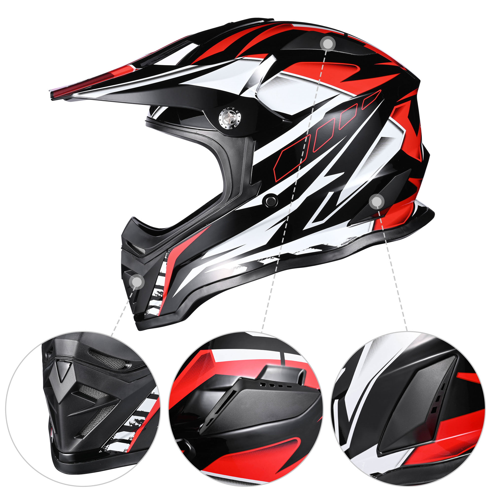 AHR H-VEN25 Full Face Helmet DOT Adult Outdoor Motocross Off-Road Dirt Bike S