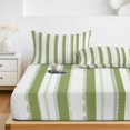thumbnail image 6 of King Size Fitted Sheet Set - Sage Green Striped 3 Piece Bedding Sets 16" Deep Pocket Fitted Sheet with 2 Pillowcases, Farmhouse Vertical Stripes Geometric Brushed Microfiber Hotel Luxury Bed Sheets, 6 of 9