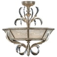 thumbnail image 1 of Semi-Flush Mount BEVELED ARCS 3-Light Muted Silver Leaf Crystal Metal New FA-284, 1 of 3