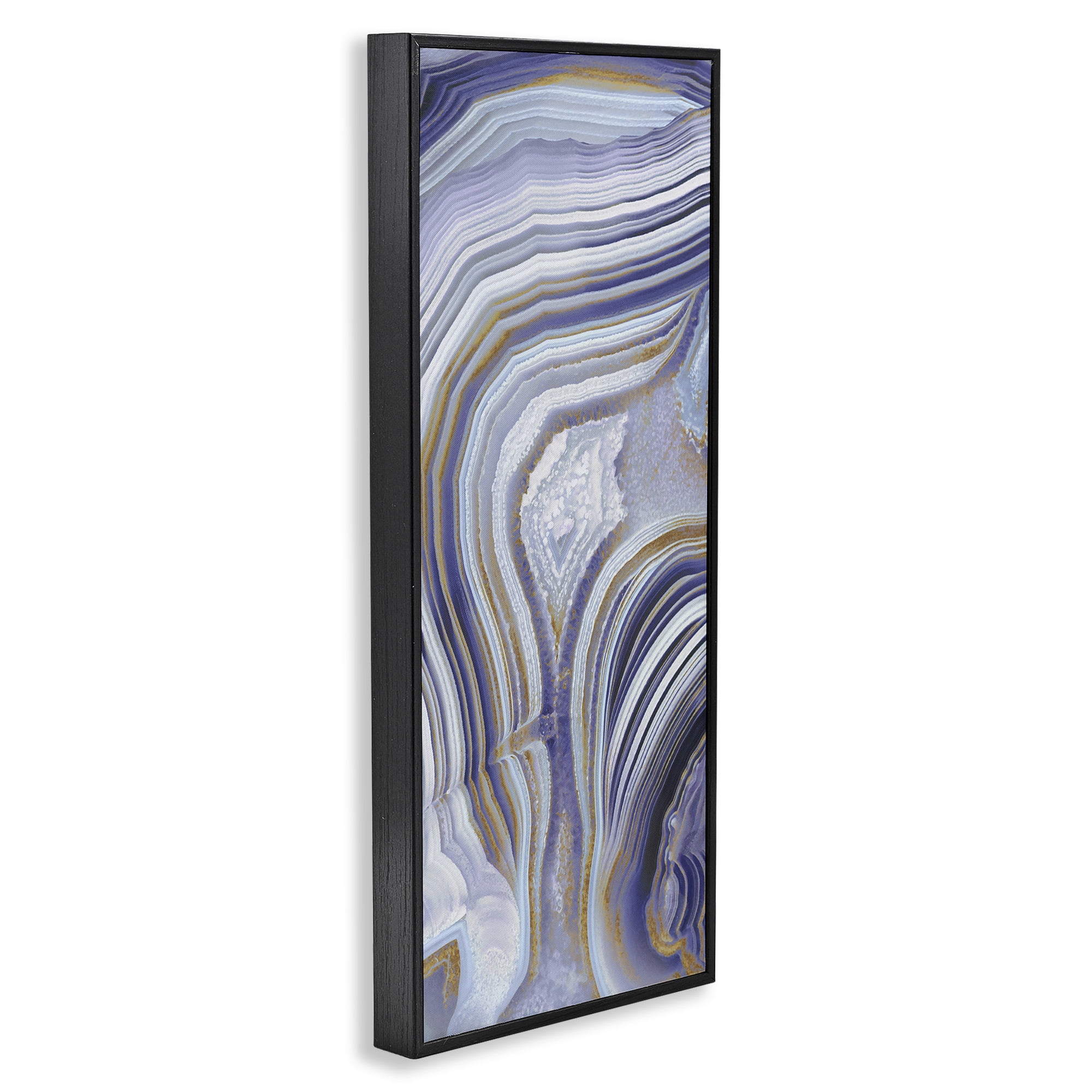 Stupell Industries Agate Crystal Pattern Abstract Design Abstract Painting Black Framed Art Print Wall Art, 13 x 30