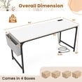 thumbnail image 3 of Costway Set of 4 Meeting Room Desk with Charging Station & Headphone Hook Metal Frame White, 3 of 7