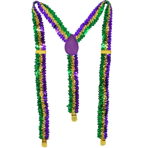 Sequin Mardi Gras Suspenders (Each)