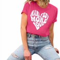 thumbnail image 1 of LUOGENLI T-shirts pour Femmes Imprimé Cœur de la Saint-Valentin Col Rond Manches Courtes T-shirts Décontractés Mignons T-shirts Graphiques Pêche Saint-Valentin S, 1 of 1