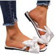 thumbnail image 6 of Bxsruta Women's Plus Size Open-Toe Flat Sandals with Satin Bow, Lightweight Comfortable for Casual Everyday Outdoor Wear, Non-Slip Sole Spring Summer Style, 6 of 8