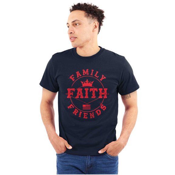 Christian Family Faith Friends Flag Men's Graphic T Shirt Tees Brisco Brands S