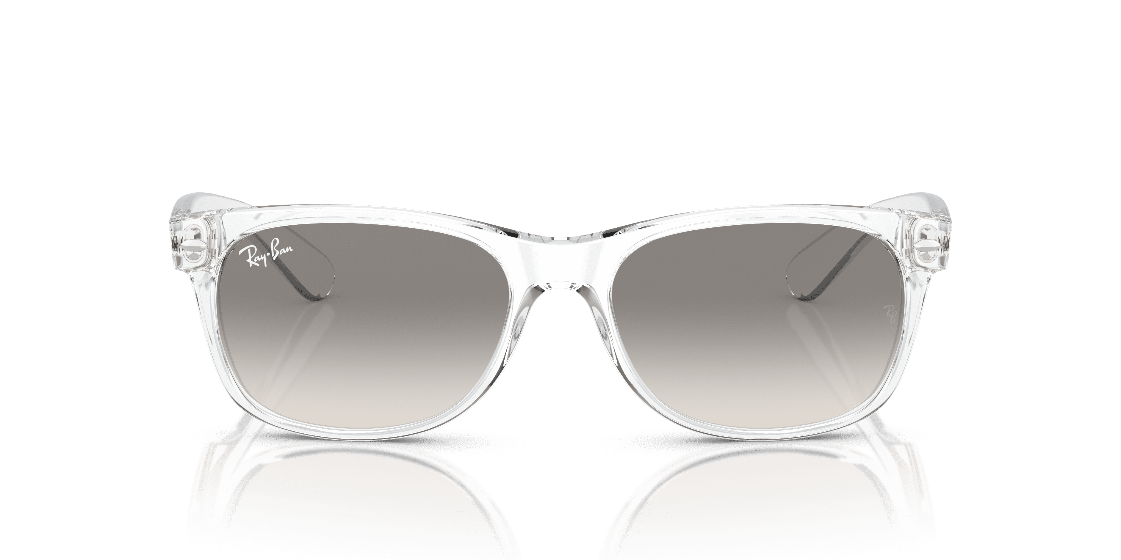 Ray-Ban Unisex Size 55 Square New Wayfarer Classic Sunglasses with Case, Transparent/Clear Gradient Gray