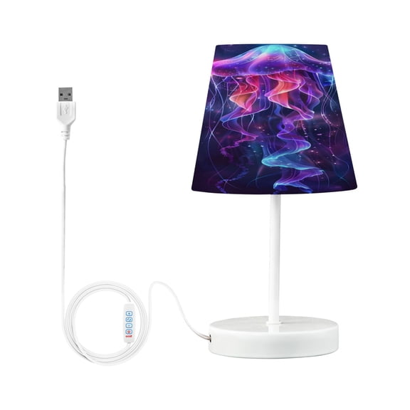 Beautiful Jellyfish Swimming Desk Lamp LED Table Nightstand Lamps with 3 Color Temperatures for Home Bedroom Living Room Decor 6x11