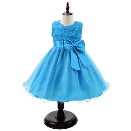 

QISIWOLE Children Dress Girls Sleeveless Princess Dress Bow Tie Lace Flowers Mesh Dress Tufted Dress Sales