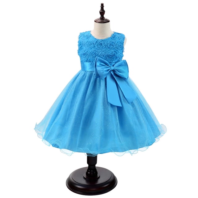 DPTALR Robe pour Enfants Filles Robe Princesse Sans Manches Nœud Papillon Dentelle Fleurs Robe en Tulle