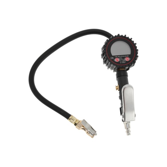 Medidor de presión de neumáticos digital Unique Bargains 3-200PSI, medidores de presión de aire regulares para neumáticos con manguera, color negro, 1 pieza