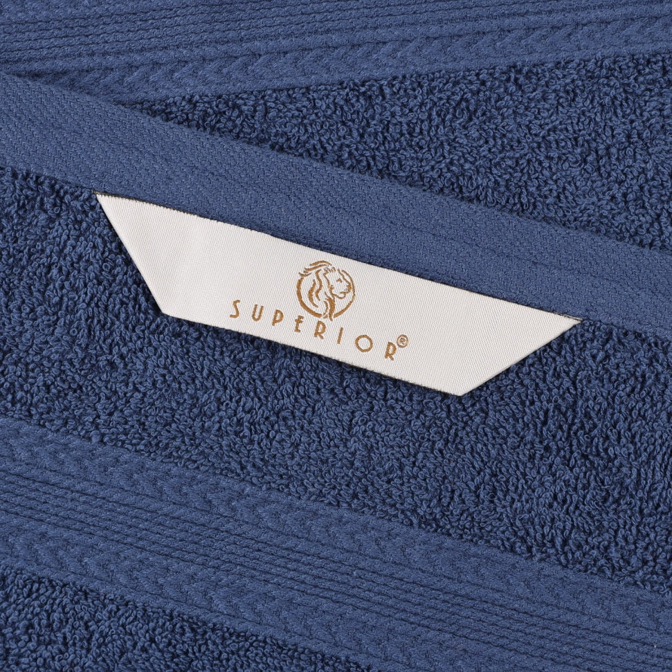 Superior Eco-Friendly Cotton Solid 12-Piece Navy Blue Towel Set