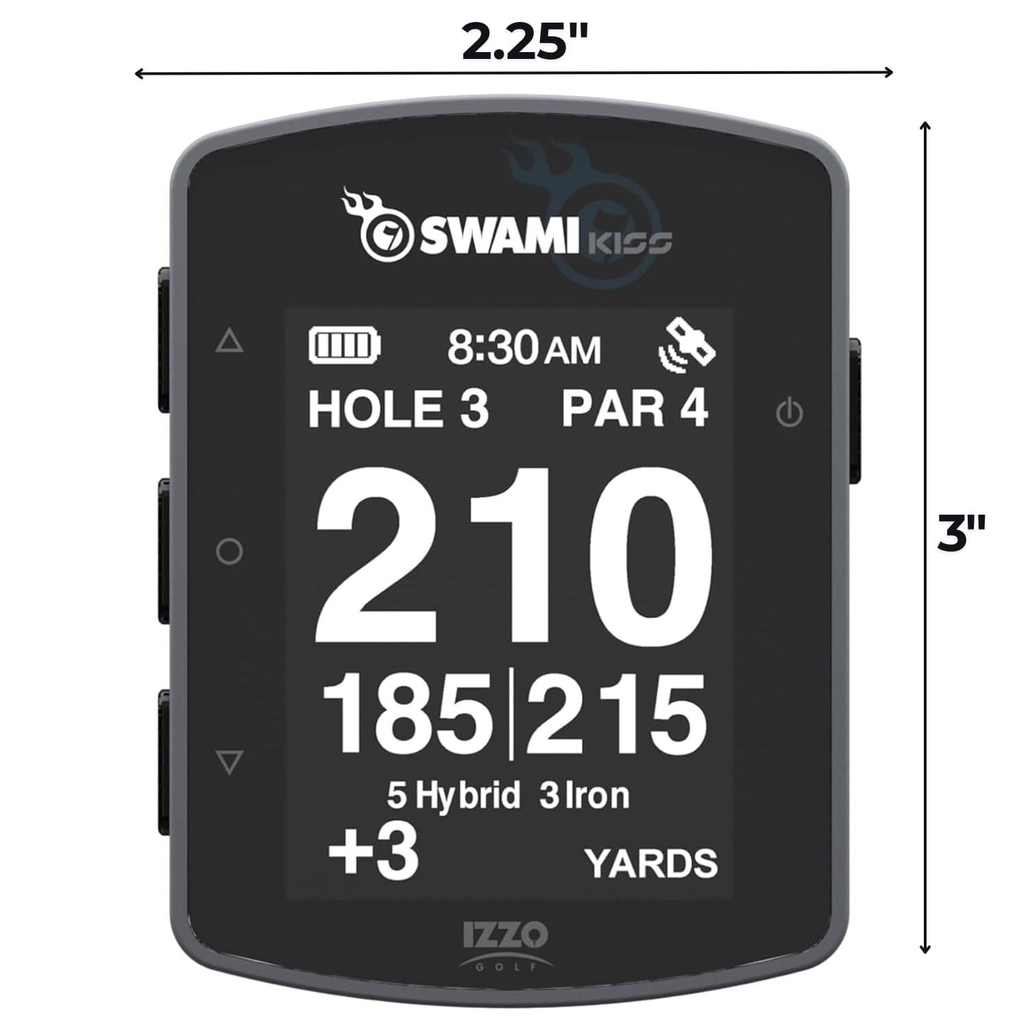 Izzo Golf Swami KISS 2.0 Golf GPS Rangefinder - Grey, Ultra-Compact w/ Magnetic Cart Mount