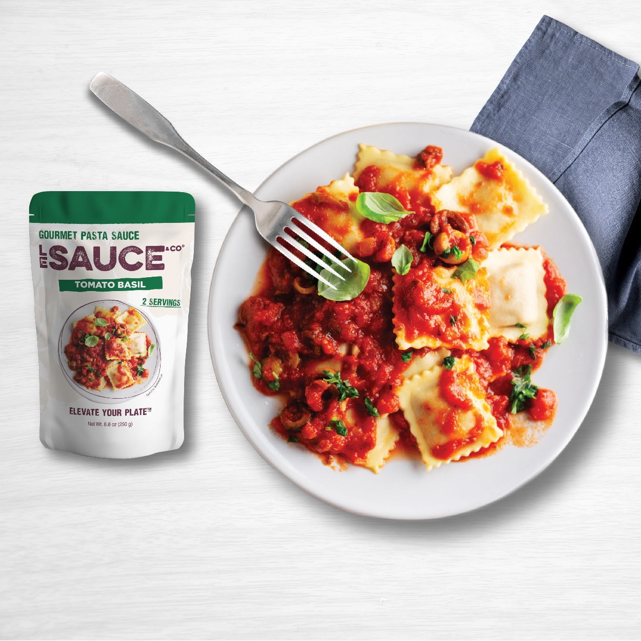 (4 pack) Le Sauce & Co. Tomato Basil Gourmet Pasta Sauce, 8.8 oz, 2 Serving Pouch