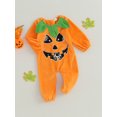 thumbnail image 3 of Canis Baby Girls' Pumpkin Print Jumpsuit: Ideal Halloween Clothing with Orange Long Sleeves, 3 of 8