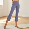 thumbnail image 7 of Women's High Waist Flare Capri Yoga Pants, 4-Way Stretch Tummy Smoothing Moisture Wicking Non See-Through Bootcut Workout Trousers for Gym Casual Daily Outdoor | TruBelle,Purple 2XL, 7 of 7