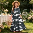 thumbnail image 7 of Girls Summer Maxi Dress Kids Camouflage Print Short Sleeve T-Shirt Dress for School Casual Dress with Pockets Gray 13-14 Years, 7 of 7
