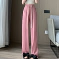 thumbnail image 5 of JMKQLZ Wide Leg Pants for Women Summer Flowy High Waisted Trousers Fashionable Straight Tube Pants Casual Loose Solid Trousers,Pink,2XL, 5 of 5