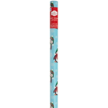 Holiday Time Blue Penguin Gift Wrap, 30" x 30 sq. ft