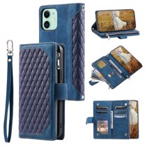 Dteck for Apple iPhone 11 Case,Full Protection Zipper Purse Magnetic Closure Folio Card Slots Wallet Kickstand Phone Cover with Wrist Strap & Shoulder Strap,Blue