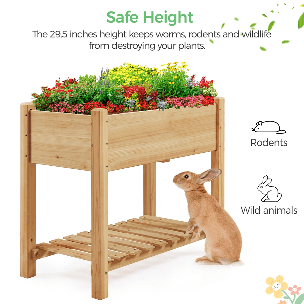 Renwick Wooden Raised Garden Bed with Legs, Light Brown