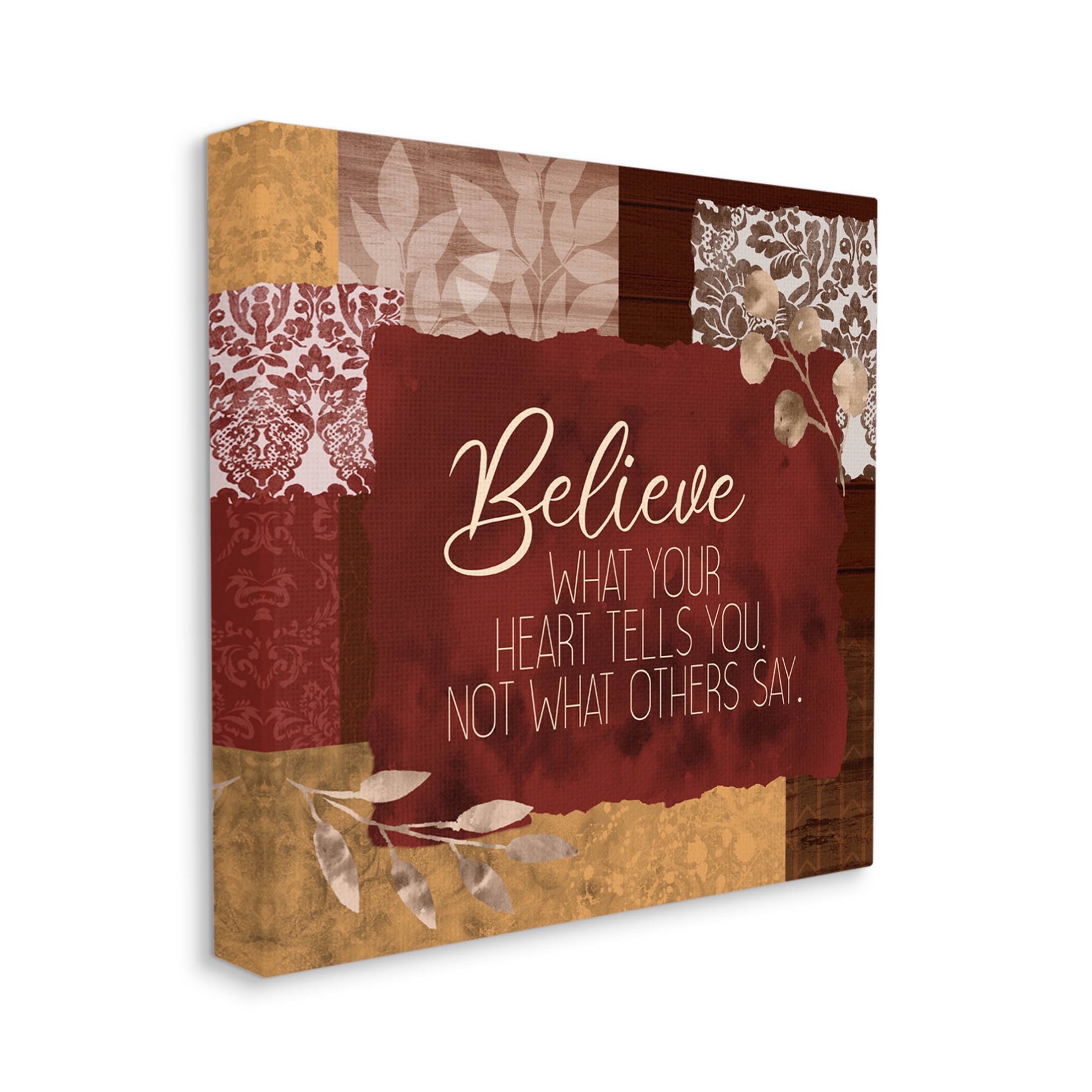 Believe What Your Heart Tells You Collage Inspirational Graphic Art Gallery Wrapped Canvas Print Wall Art