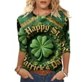thumbnail image 2 of Ounisa Womens 3/4 Sleeve St. Patrick's Day T-Shirts Crew Neck Spring Graphic Tee Tops, 2 of 8