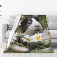 thumbnail image 1 of Fotbe Daisy Guinea Pig Manta de Franela Acolchonada con Estampado, Súper Suave y Esponjosa, Extra Grande para Sofá, Cama, Uso Todo el Año-40"x30", 1 of 7