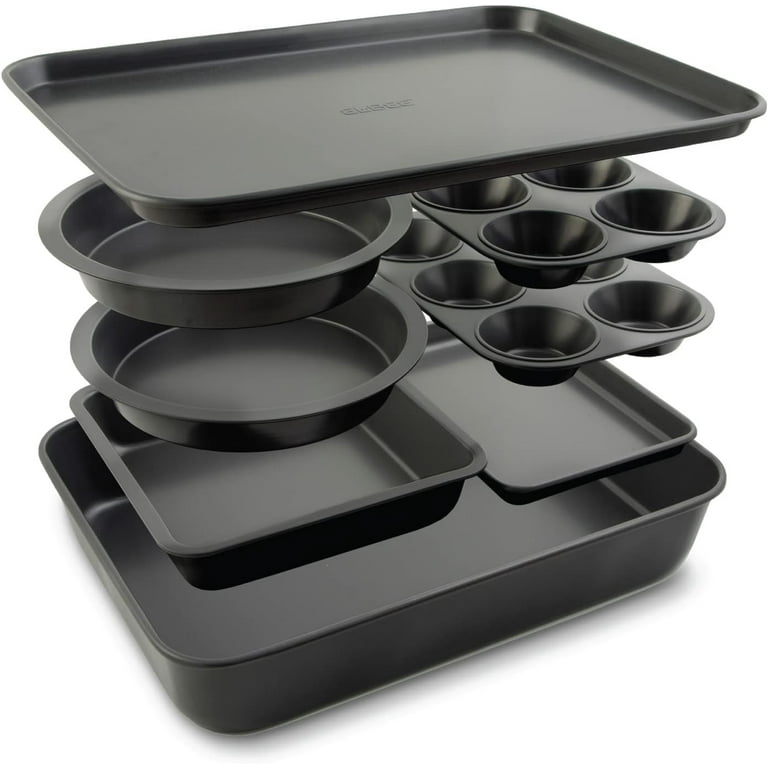 Elbee 8-Pc Baking Pan Kitchen Set Carbon Steel Bakeware Essential Baking  Supplies